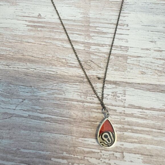 950 Silver Morpho And Red Butterfly Two Sided Pendant Necklace Fairycore Whimsy - Picture 14 of 16